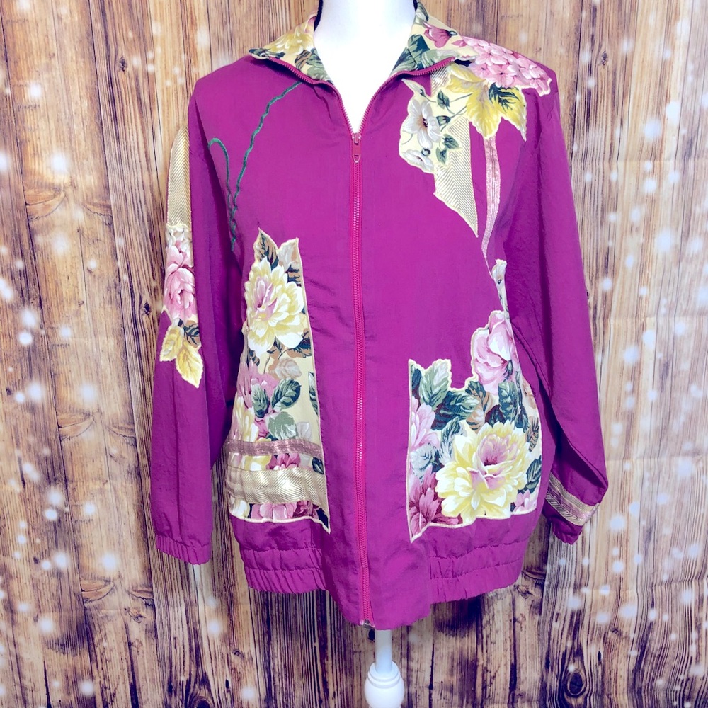 VINTAGE Southern Stitches and More floral jacket